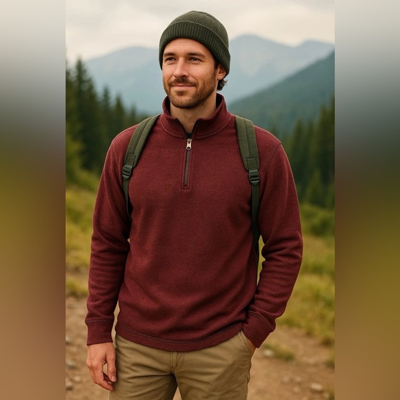 Read Head Brand Co Other - Men’s RedHead Brand Co Thermal Pullover Sweater XL Burgundy Quarter Zip